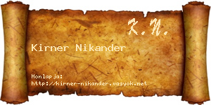 Kirner Nikander névjegykártya